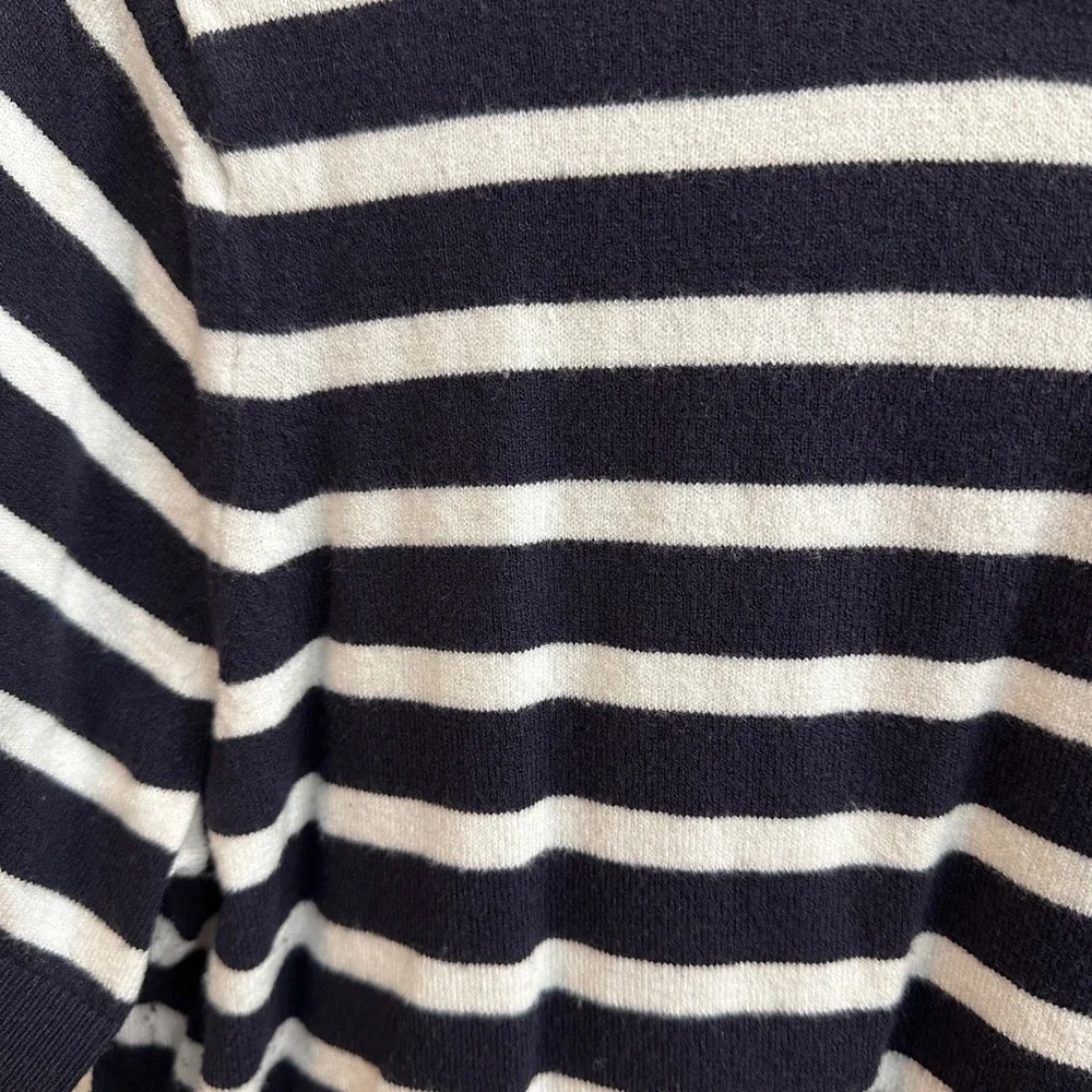 Striped Short Sleeve Sweater - Navy & White - Picture 2 of 6